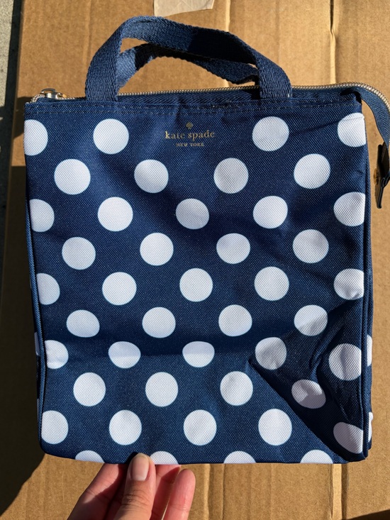 kate spade Handbags - kate spade Navy and White Polka Dot lunch Tote